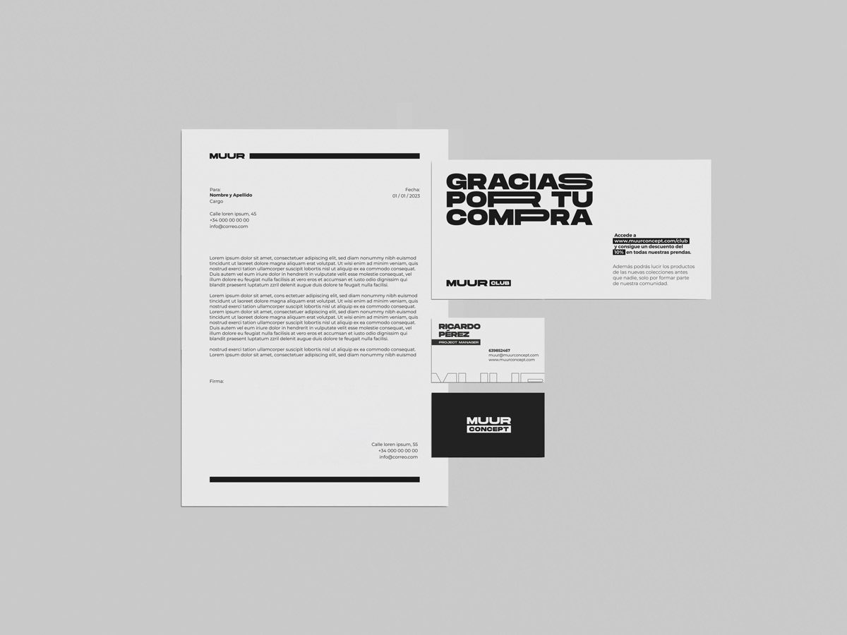 Diseño papelería - Manual corporativo Muur Concept